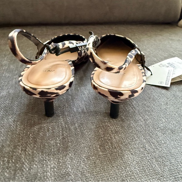 🆕 Zara Animal Print Kitten Heel Slingbacks - Picture 3 of 6